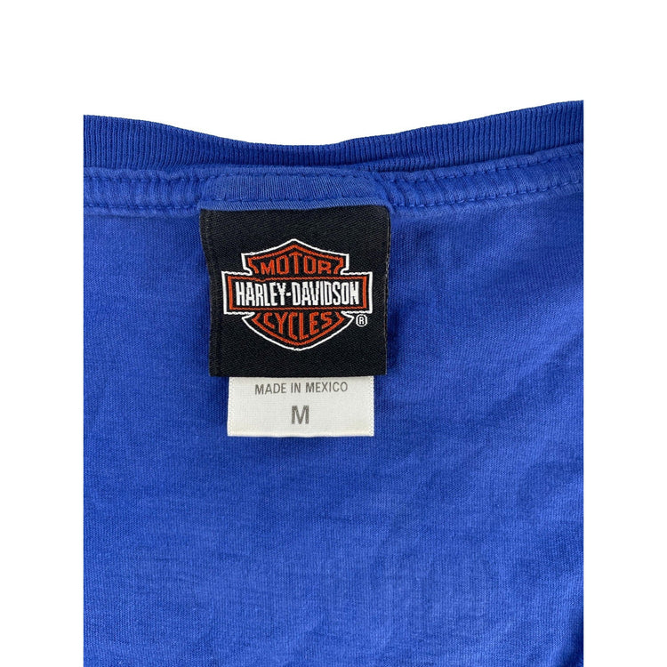Womens 2012 Harley Davidson Blue V Neck T Shirt Size Medium