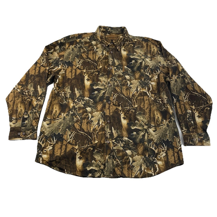 Mens Magellan Sportswear Buck Camo Pattern LongSleeve ButtonUp Shirt Size Xl