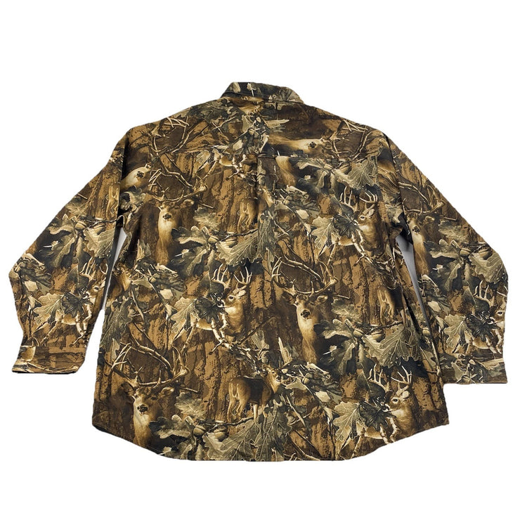 Mens Magellan Sportswear Buck Camo Pattern LongSleeve ButtonUp Shirt Size Xl