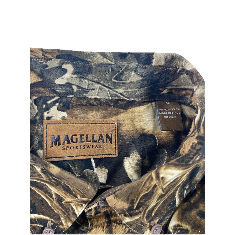 Mens Magellan Sportswear Buck Camo Pattern LongSleeve ButtonUp Shirt Size Xl