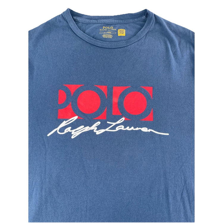 Men's Polo Ralph Lauren Large Logo Tee Blue Short Sleeve Size Medium