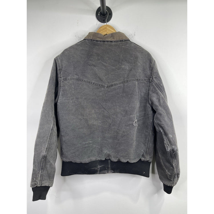 Men’s Black Denim Carhartt Santa Fe Red Lining Bomber Jacket Sz L