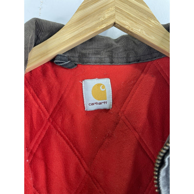 Men’s Black Denim Carhartt Santa Fe Red Lining Bomber Jacket Sz L