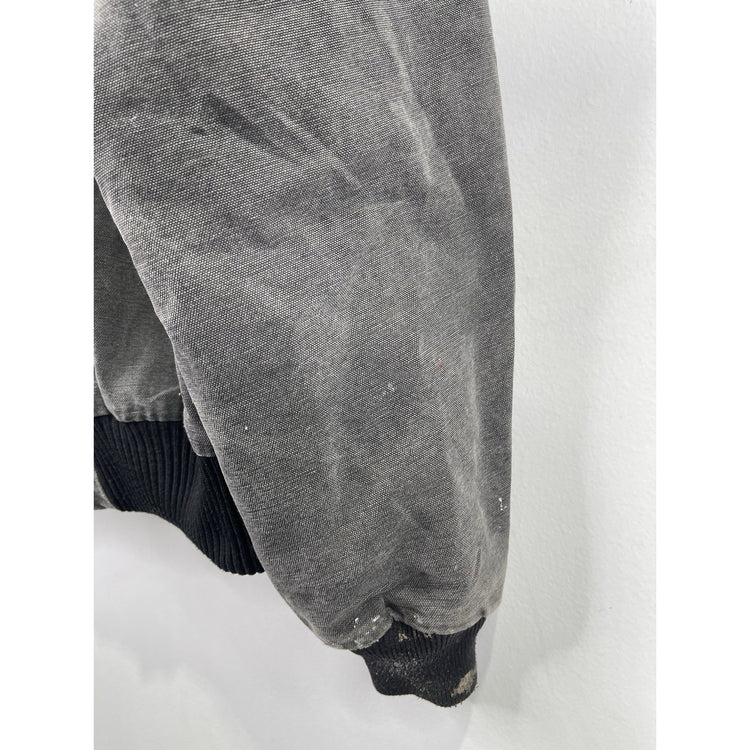 Men’s Black Denim Carhartt Santa Fe Red Lining Bomber Jacket Sz L