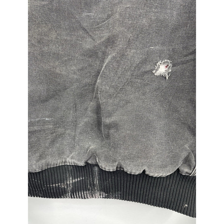 Men’s Black Denim Carhartt Santa Fe Red Lining Bomber Jacket Sz L