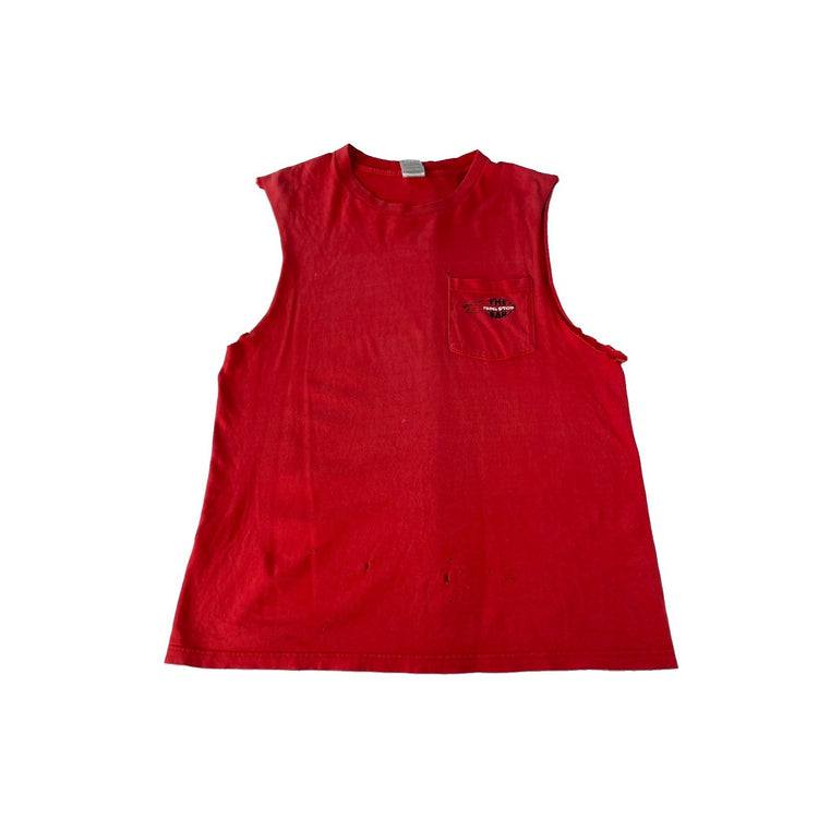 Mens Vintage Red Hang Stop Bar Houston Texas Cut Off Muscle Tank Shirt SIZE L