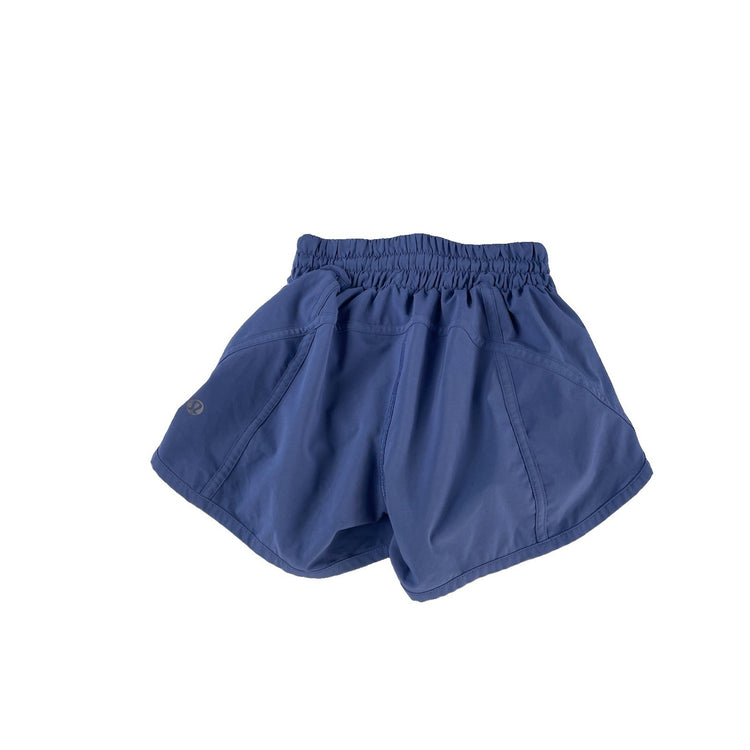 Womens Lululemon Blue Gray Track That High Rise Lined Running Shorts Size 0