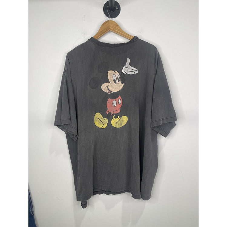 Men’s Vintage Disney Mickey Mouse Double Sided Faded Black T Shirt Sz XL