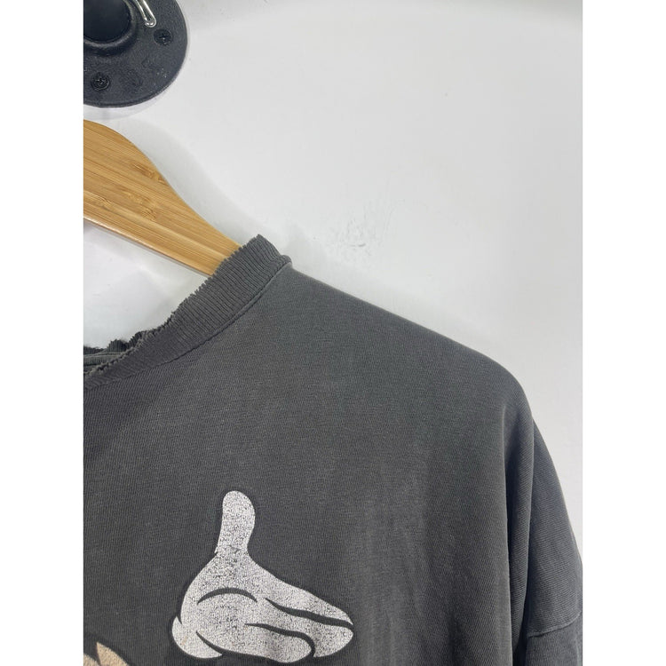 Men’s Vintage Disney Mickey Mouse Double Sided Faded Black T Shirt Sz XL