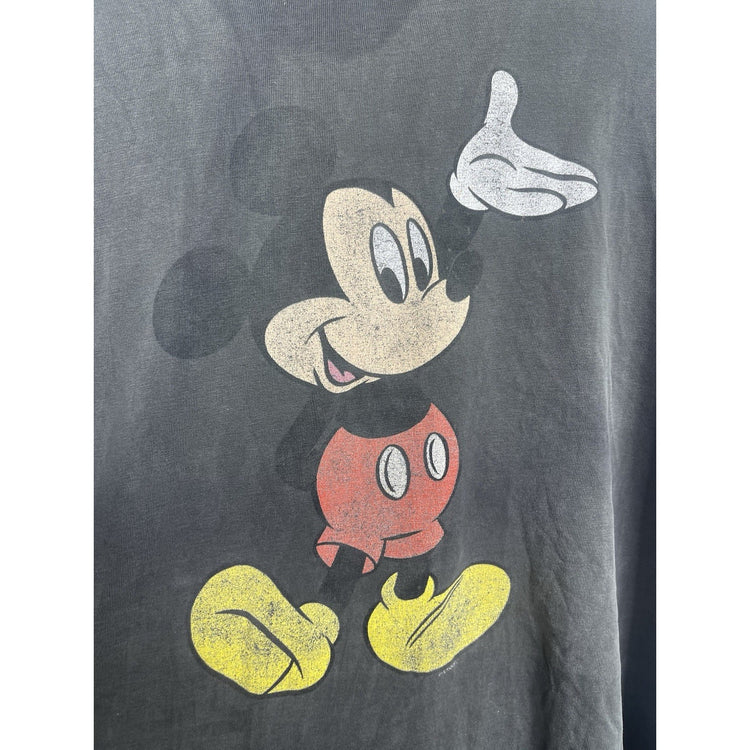 Men’s Vintage Disney Mickey Mouse Double Sided Faded Black T Shirt Sz XL