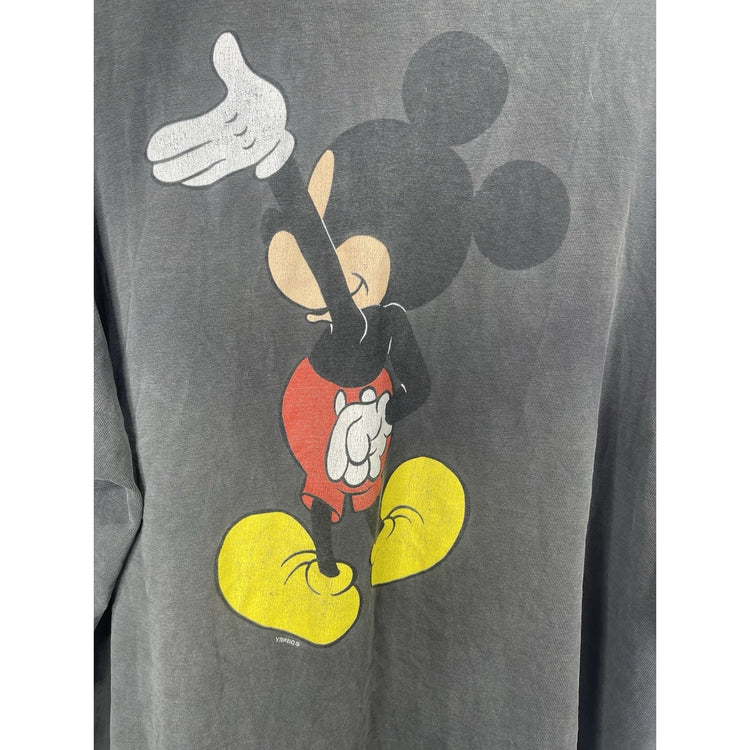 Men’s Vintage Disney Mickey Mouse Double Sided Faded Black T Shirt Sz XL