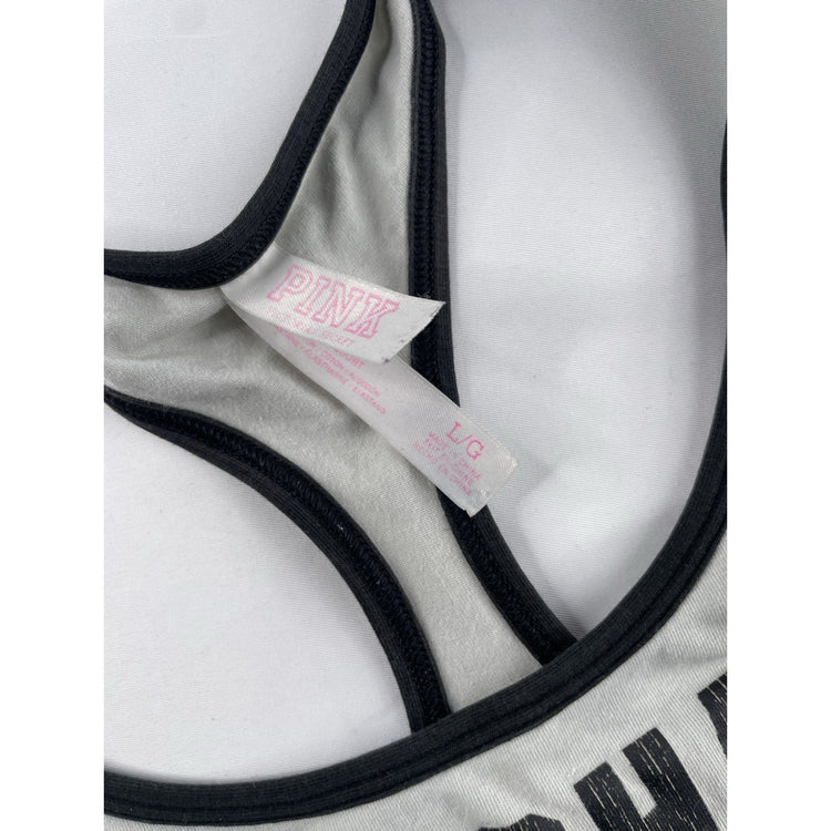 Womens Victoria’s Secret PINK Black & White ‘Aloha Beaches’ Sports Bra Size L
