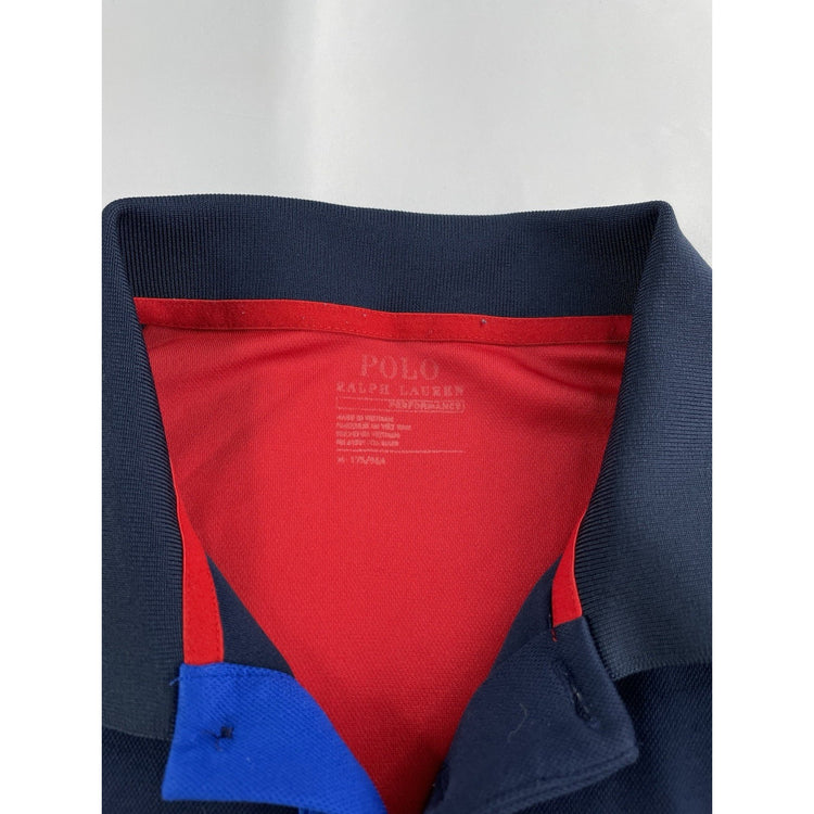 Mens Ralph Lauren Size Medium Blue & Red Dri Fit Polo