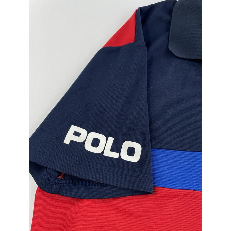 Mens Ralph Lauren Size Medium Blue & Red Dri Fit Polo