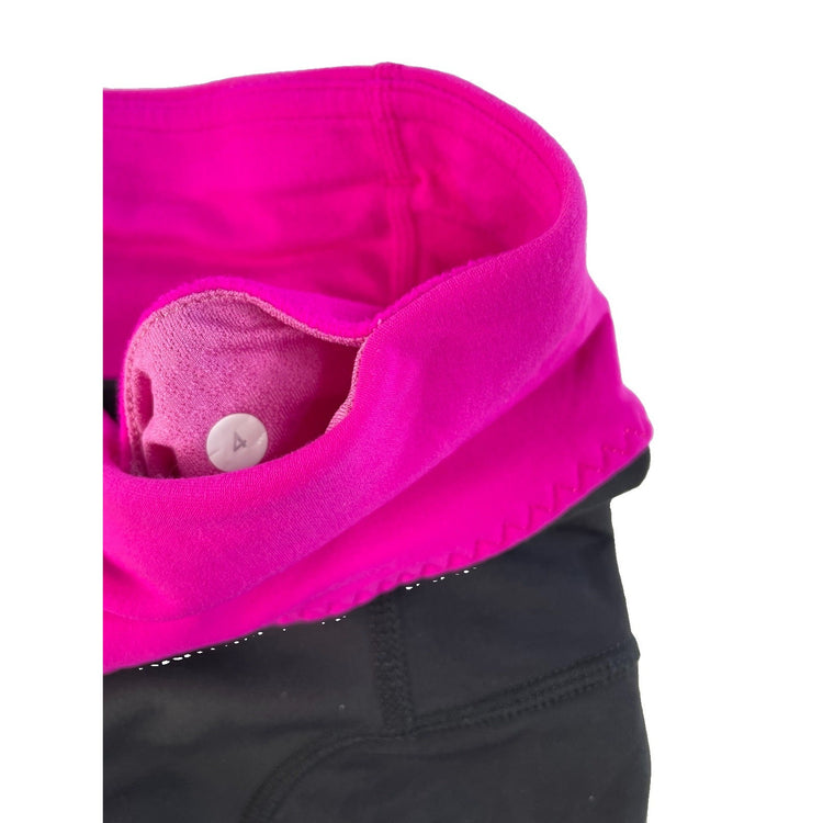 Women's Lululemon Black Athletic Leggings With Pink Waistband Size 4