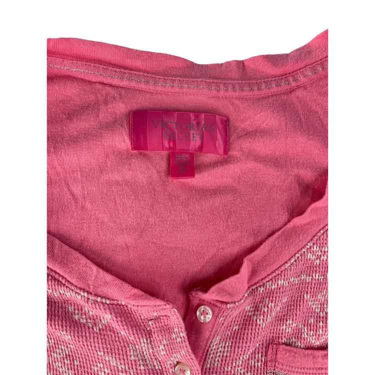 Women's Victoria's Secret Pink Snowflake Thermal Long Sleeve Romper Size S