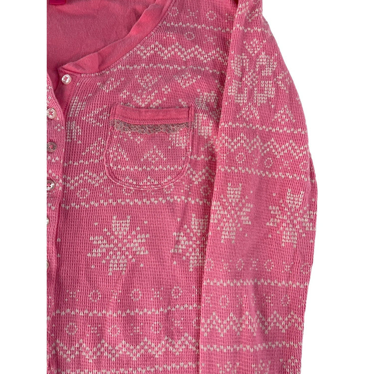 Women's Victoria's Secret Pink Snowflake Thermal Long Sleeve Romper Size S