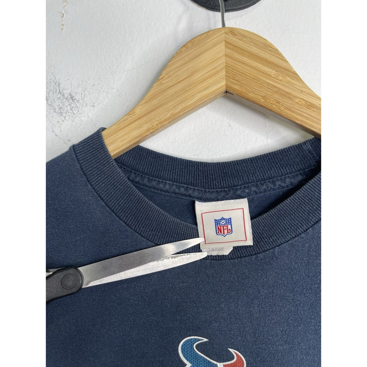 Adult VTG 2000s Houston Texans Graphic NFL Football Short Sleeve Blue Tee Sz L