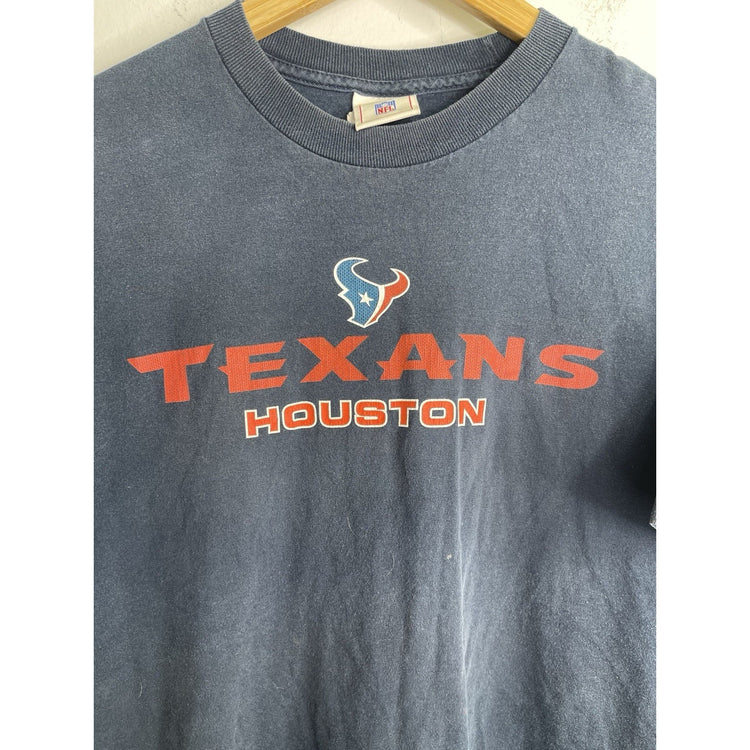Adult VTG 2000s Houston Texans Graphic NFL Football Short Sleeve Blue Tee Sz L