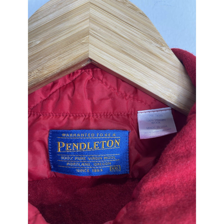 Men’s Pendleton Lodge Red Shirt 100% Pure Virgin Wool Long Sleeve Western Sz 2XL