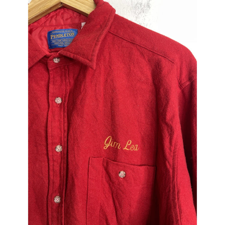 Men’s Pendleton Lodge Red Shirt 100% Pure Virgin Wool Long Sleeve Western Sz 2XL
