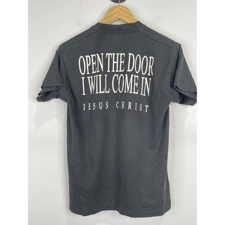 Men’s VTG Knock Knock Open The Door I Will Come In Jesus Christian T-Shirt Sz M
