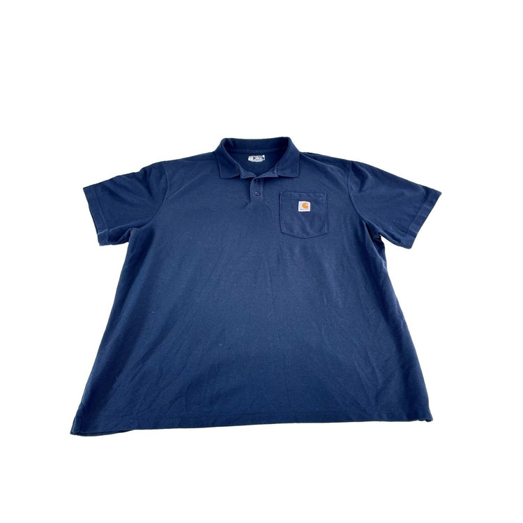 Mens Carhartt Dark Navy Blue Loose Fit Collared Shirt Size 2XL