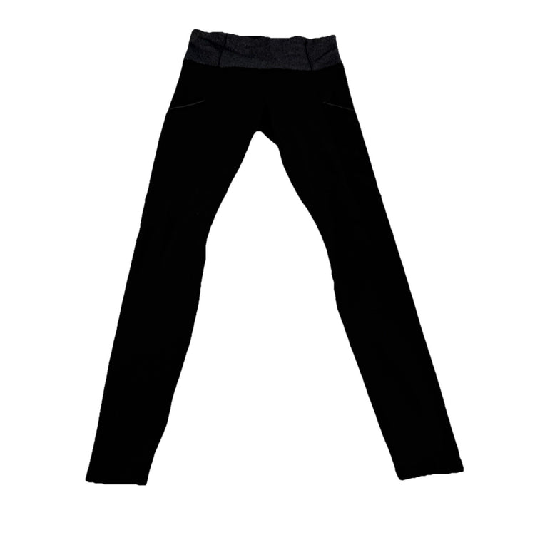 Womens Lululemon Size 6 Black Leggings With Grey Waistband