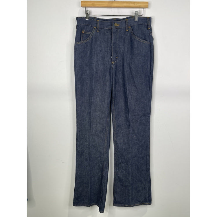 Men’s VTG Lee Regular Straight Jeans Stretch Regular Fit Dark Blue 35x33