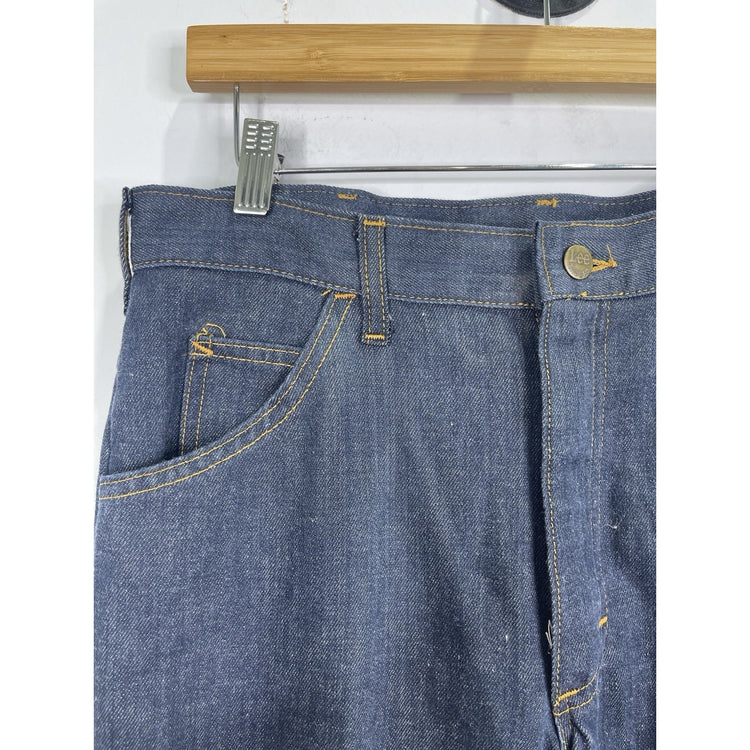 Men’s VTG Lee Regular Straight Jeans Stretch Regular Fit Dark Blue 35x33