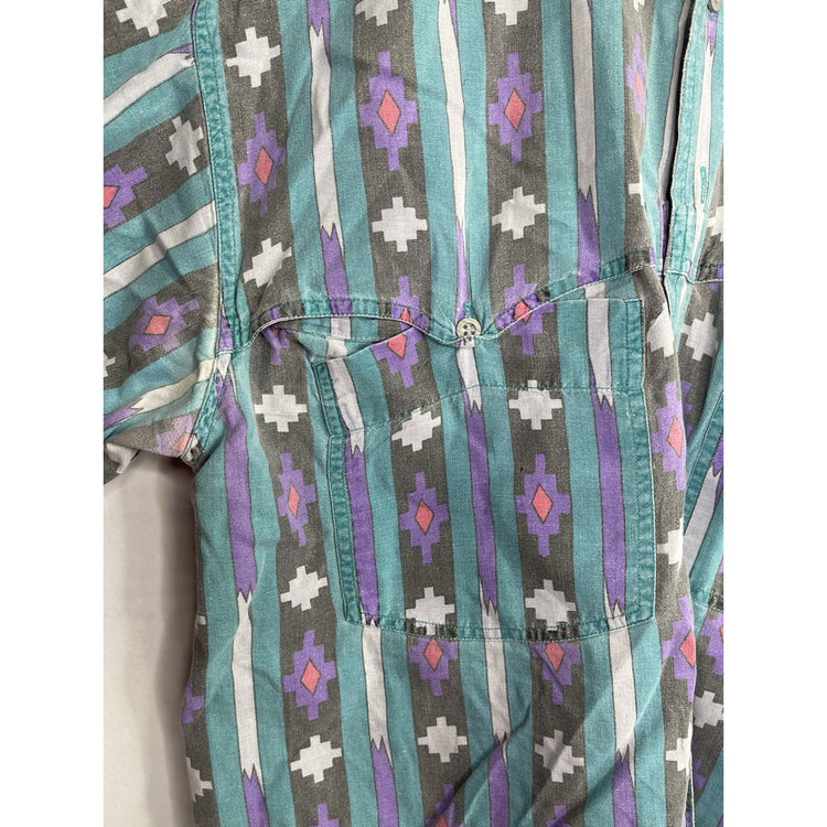 Men's Vintage 90's Pier Connection Tribal Aztec All Print Button Up Shirt Sz M