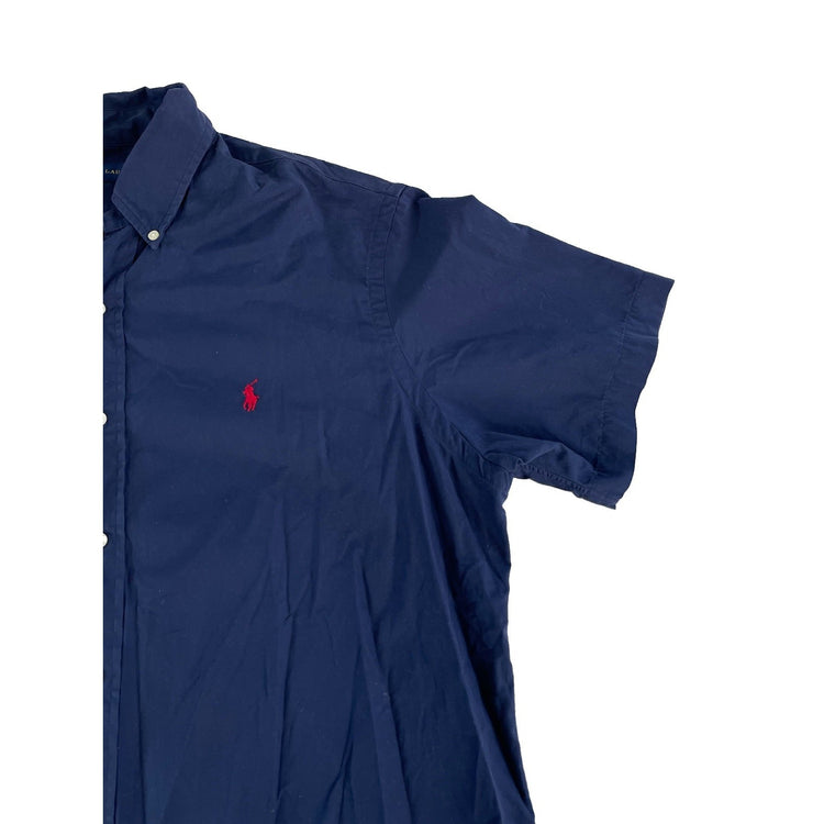 Mens Polo Ralph Lauren Navy Blue Short Sleeve Button Down Shirt Size XL