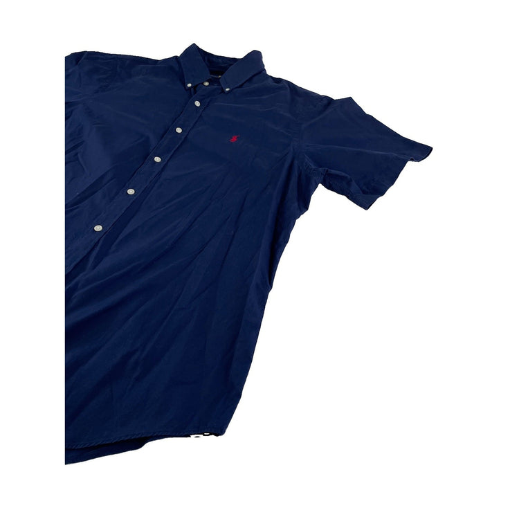 Mens Polo Ralph Lauren Navy Blue Short Sleeve Button Down Shirt Size XL