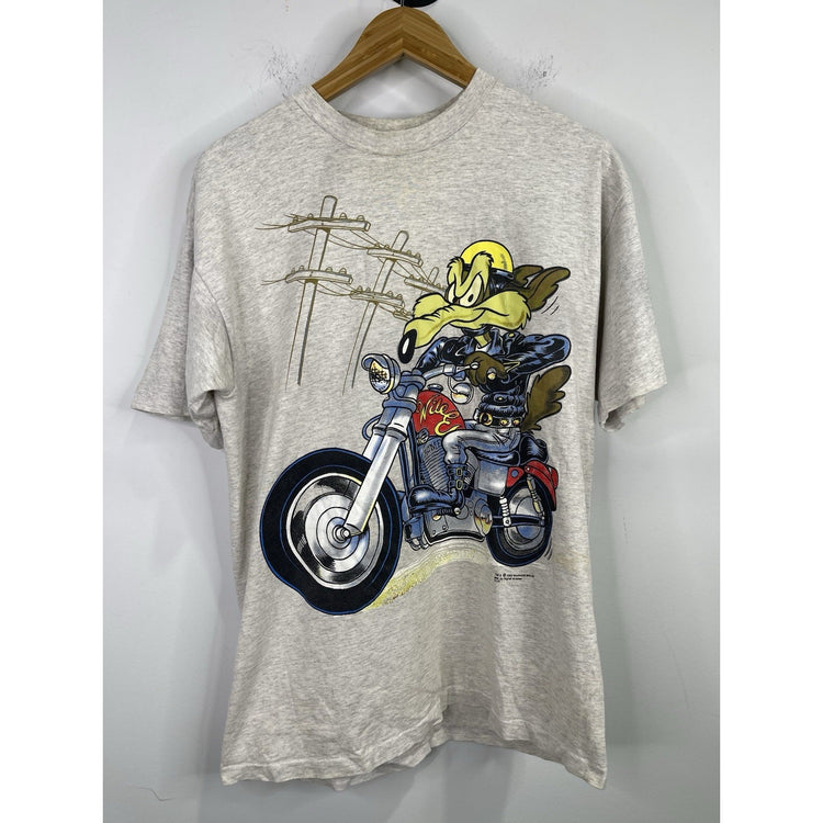 Vintage 1993 Warner Bros. Single Stitch Wile E. Coyote Gray T-Shirt Men's Size L