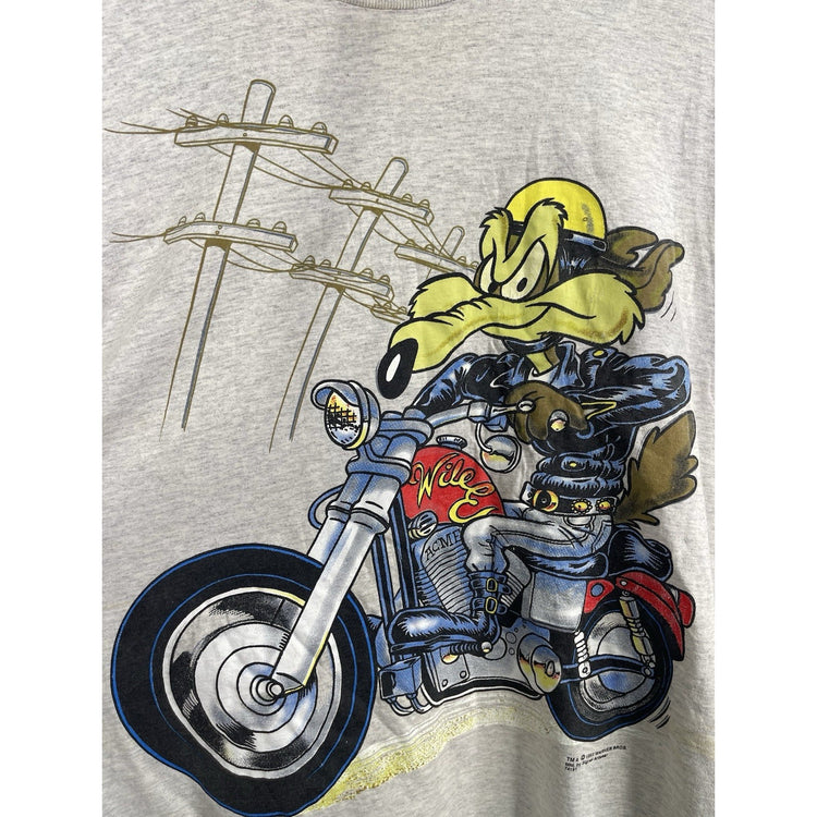 Vintage 1993 Warner Bros. Single Stitch Wile E. Coyote Gray T-Shirt Men's Size L