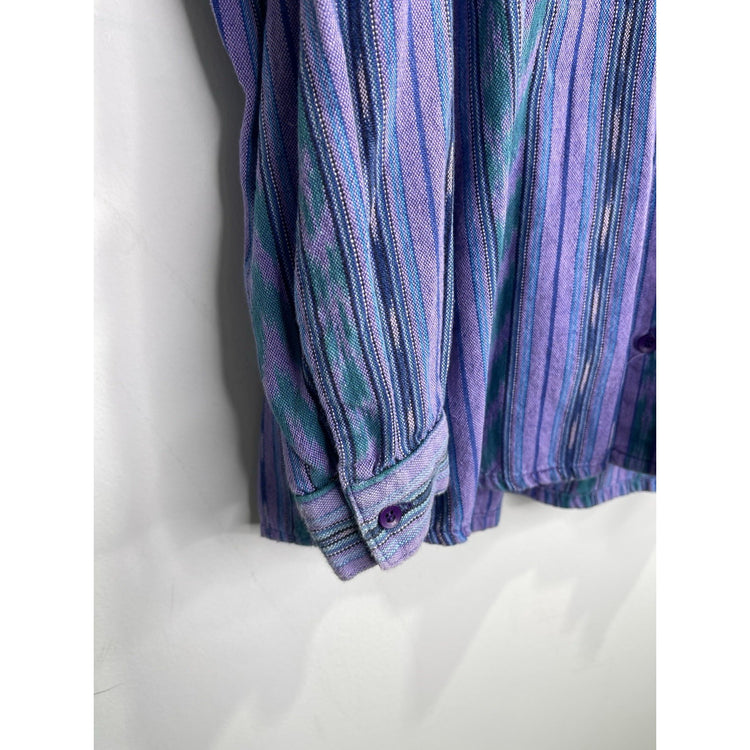 Men’s VTG Retro Striped Purple Maya Jones Imports Oxford Shirt Size Large