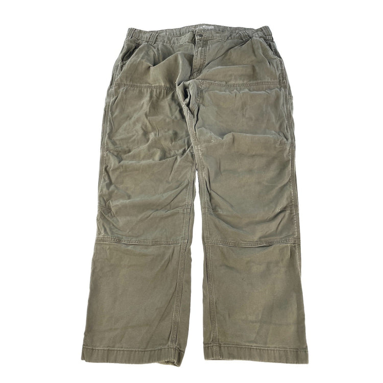 Mens Carhartt Moss Green Relaxed Fit Double Front Canvas Work Pants Size 42x32