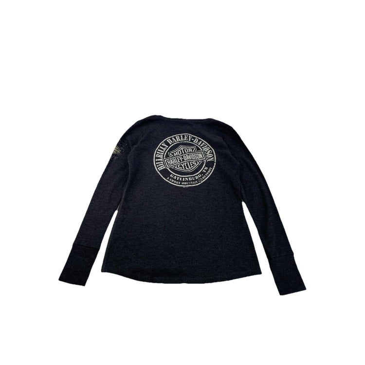 Womens Harley Davidson Motorcycles Grey Long Sleeve T Shirt Size Medium