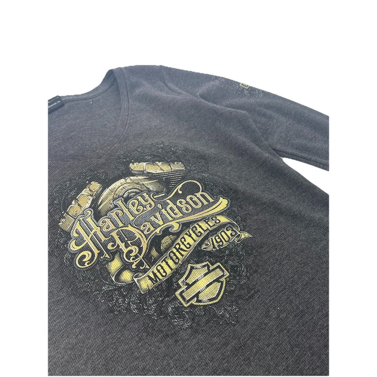 Womens Harley Davidson Motorcycles Grey Long Sleeve T Shirt Size Medium