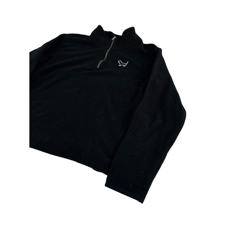 Womens Victoria Secret PINK Fleece Black Quarter Zip Pullover Dog Logo Size L