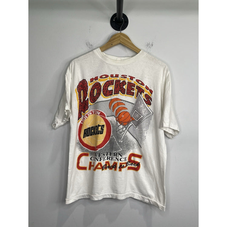 Houston Rockets 90s NBA Finals Western Conference Back To Back Champs Tee Sz L