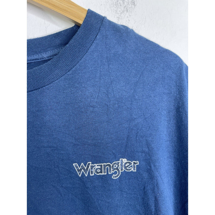 Men’s Bull riding Navy Blue Wrangler Double Sided Graphic T Shirt Sz L
