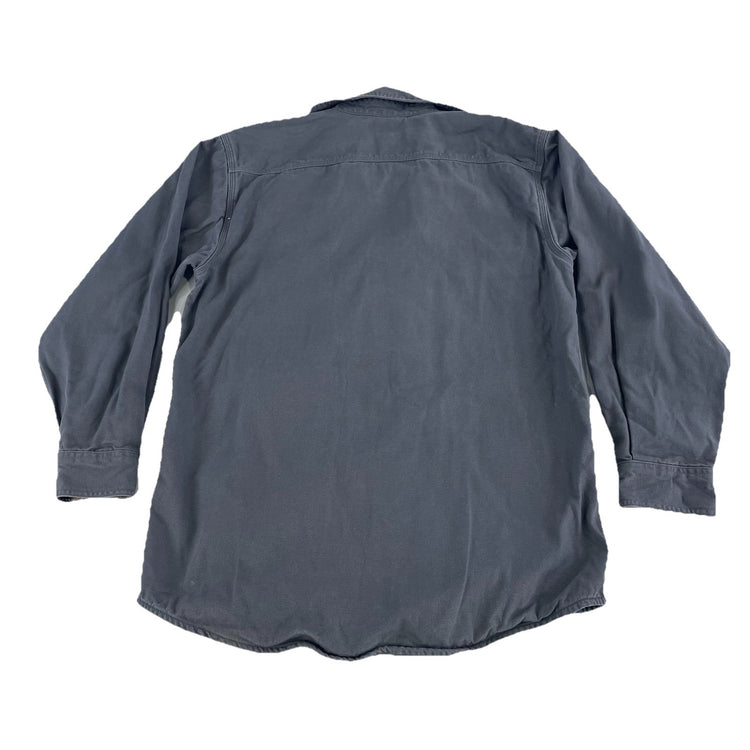 Mens Carhartt Gray Snap Button Flannel Lined Shirt Jacket Size Medium