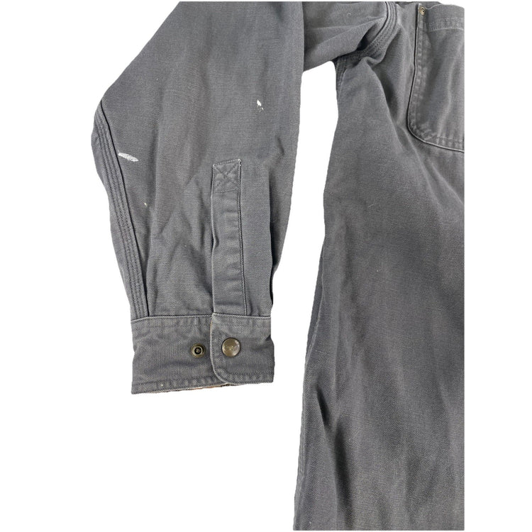 Mens Carhartt Gray Snap Button Flannel Lined Shirt Jacket Size Medium