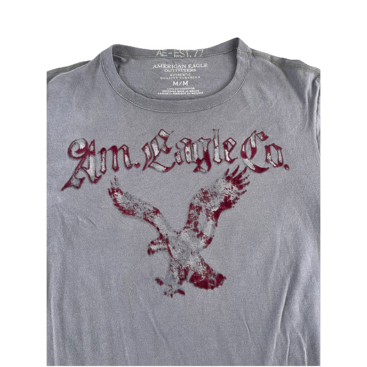 Mens Y2K American Eagle Gray T Shirt Size Medium