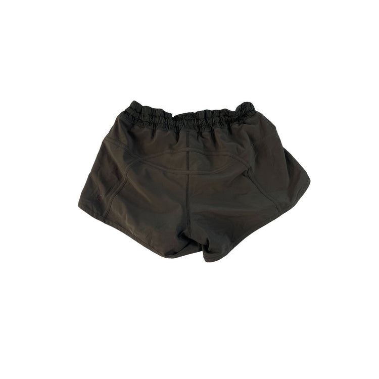 Women's Lululemon Olive Green Athletic Shorts with Zippered Pocket Size 4