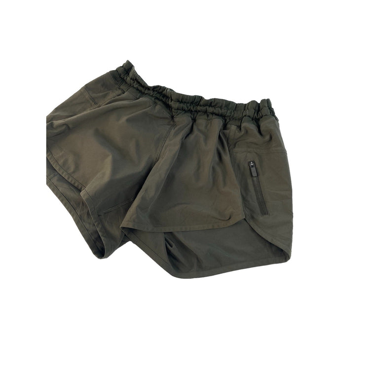 Women's Lululemon Olive Green Athletic Shorts with Zippered Pocket Size 4