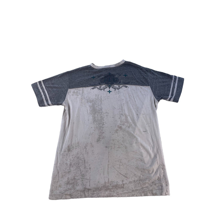 Mens Vintage Affliction Live Fast Gray White Eagle Grunge MMA T-Shirt SIZE XXL