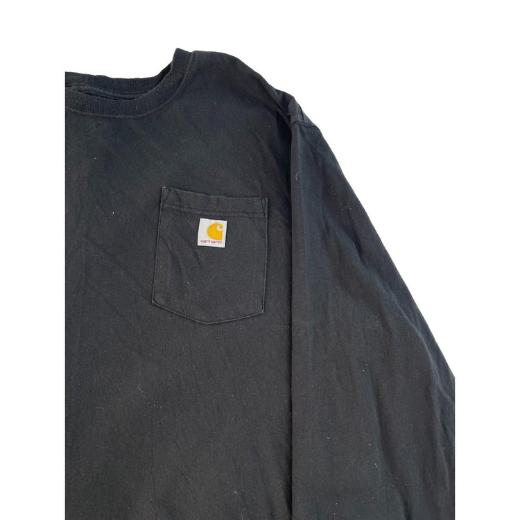 Men's Carhartt Long Sleeve Loose Fit Pocket T-Shirt Black Size XL