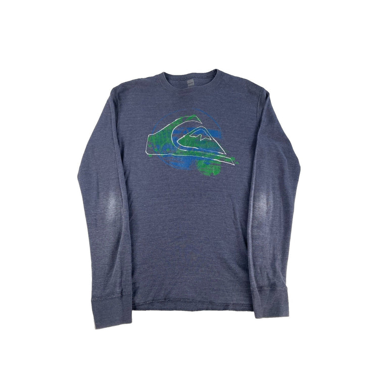 Mens Quiksilver Gray Thermal Long Sleeve Graphic Shirt Size S